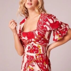 Band of Gypsies Top Floral Puff Sleeves Small